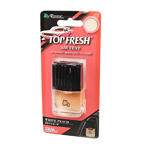 Auto Dynasty TreeFrog Room Car Clean Top Fresh Natural Air Freshener Vent Clip, White Peach Scent, 0.3 Fl Oz