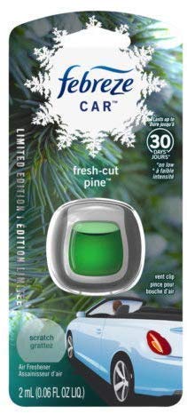 Febreze Car Vent Clip Air Freshener - Limited Edition Holiday Collection - Fresh-Cut Pine - 1 Count Vent Clip Per Package - Pack of 3 Packages Green