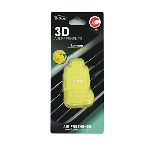 FH Group FH1017YELLOW Lemon 3D Scented Yellow Air Freshener 1-Pack Clip-On Non-Toxic, Plastic Alcohol-Free Fragrance Oil Car Seat Shape Long Lasting for Cars, Trucks, SUVs, Closets, Small Spaces, etc.