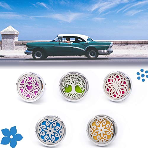4 PCS Essential Oil Car Diffuser Vent Clip, Car Aromatherapy Diffuser Locket Air Freshener with 48 Refill Pads