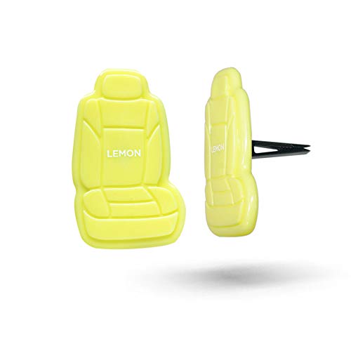 FH Group FH1017YELLOW Lemon 3D Scented Yellow Air Freshener 1-Pack Clip-On Non-Toxic, Plastic Alcohol-Free Fragrance Oil Car Seat Shape Long Lasting for Cars, Trucks, SUVs, Closets, Small Spaces, etc.