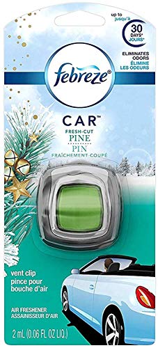 Febreze Car Vent Clip Air Freshener - Limited Edition Holiday Collection - Fresh-Cut Pine - 1 Count Vent Clip Per Package - Pack of 3 Packages Green