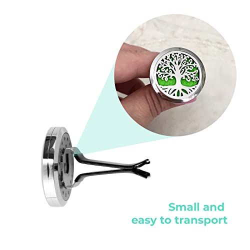 4 Pack Car Difusser Aromatherapy Essential Oil 30mm Stainless Steel Locket with Vent Clip 10 Felt Pads