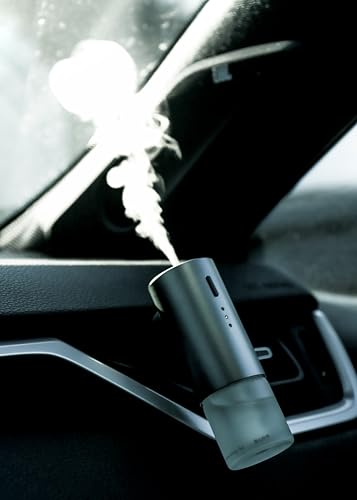 WeChoices Car Essential Oil Diffuser with Alpine White Tea Fragrance - Aromatherapy On-The-Go - Easy Clip-On Design, Fits Most Car Vents – Silent, USB Powered, Refillable Car Air Freshener - Black