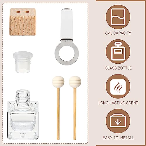 Zubebe 60 Pack 8 ml Car Diffuser Bottle Bulk with Vent Clip Air Freshener Bottle Empty Car Vent Diffusers for Essential Oils with Wooden Caps Stick Fragrance Ornament(Cube)
