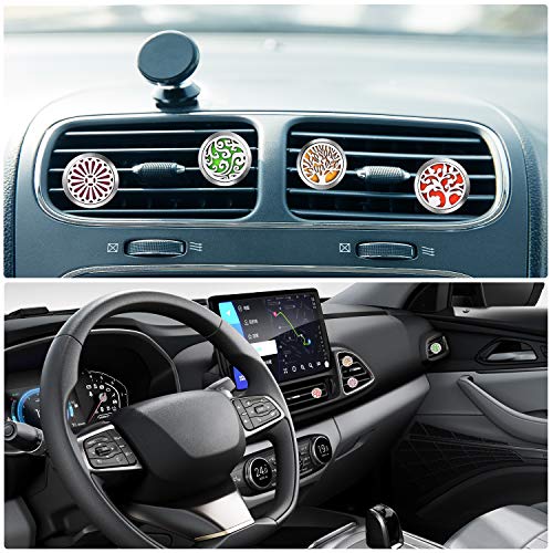 Car Diffuser Vent Clip 4 Pack, Car Aromatherapy Essential Oil Diffuser Vent Clips 30mm, Stainless Steel Locket 44 Felt Pads
