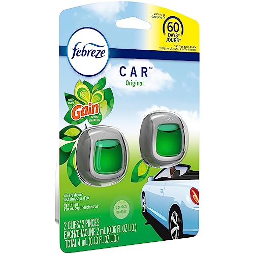 Febreze Car Air Freshener Vent Clip Gain Original Scent, 06 oz. Car Vent Clip, 2 Count