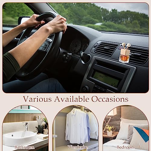 Zubebe 60 Pack 8 ml Car Diffuser Bottle Bulk with Vent Clip Air Freshener Bottle Empty Car Vent Diffusers for Essential Oils with Wooden Caps Stick Fragrance Ornament(Cube)