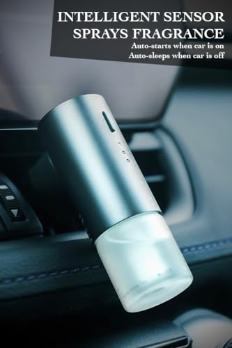 WeChoices Car Essential Oil Diffuser with Alpine White Tea Fragrance - Aromatherapy On-The-Go - Easy Clip-On Design, Fits Most Car Vents – Silent, USB Powered, Refillable Car Air Freshener - Black