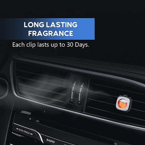 Air Jungles Eleu Pomelo Scent Car Air Freshener Clip, 6 Car Freshener Vent Clips, 4ml Each, Long Lasting Air Freshener for Car, Up to 180 Days Car Refresher Odor Eliminator