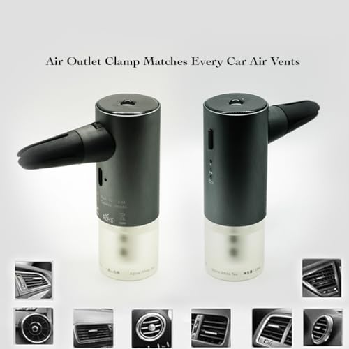 WeChoices Car Essential Oil Diffuser with Alpine White Tea Fragrance - Aromatherapy On-The-Go - Easy Clip-On Design, Fits Most Car Vents – Silent, USB Powered, Refillable Car Air Freshener - Black