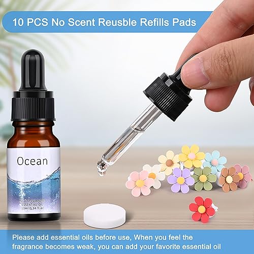 25 Pack Car Air Fresheners,10 PCS Flower Car Air Vent Clip with 5 Essential Oil Scents &10 Refill Pad,Cute Car Interior Accessories for Women/Men Automotive Fragrance Decoration Accessories