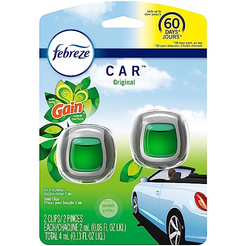 Febreze Car Air Freshener Vent Clip Gain Original Scent, 06 oz. Car Vent Clip, 2 Count