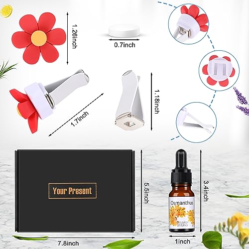 25 Pack Car Air Fresheners,10 PCS Flower Car Air Vent Clip with 5 Essential Oil Scents &10 Refill Pad,Cute Car Interior Accessories for Women/Men Automotive Fragrance Decoration Accessories