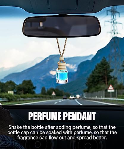 ESEWALAS 5Pcs Hanging Car Air Freshener,8ml Car Hanging Diffuser,Empty Glass Perfume Bottles Oil Diffuser Perfume Aromatherapy Pendant Bottle,Air Freshener Diffuser Bottle Pendant