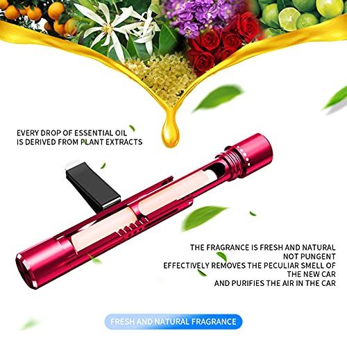 KMSCO Car Air Fresheners Scents Diffuser Vent Clips Perfume Essential Oil sticks Fro Women Men Automotive Fragrance Decoration Accessories (Red)