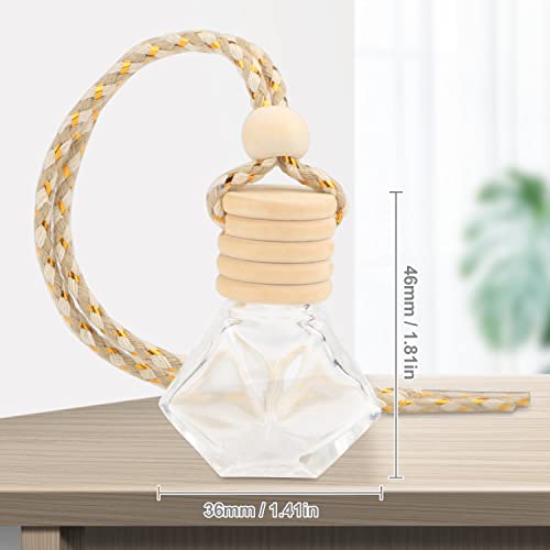 DMuuuDM 20 Pcs 8ml Hanging Car Air Freshener Diffuser,Empty Refillable Clear Glass Essential Diffuser Oil Aromatherapy Fragrance Perfume Pendant Vials with Wooden Caps & Hanging String