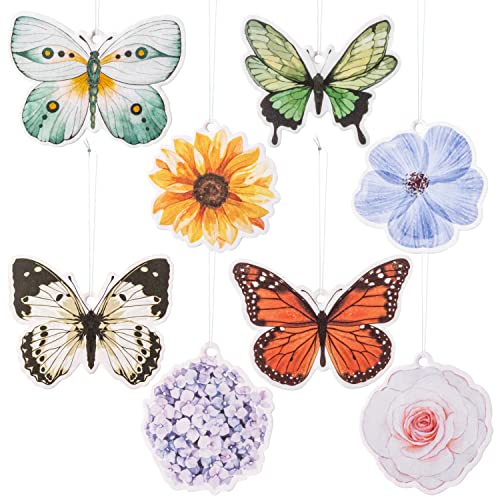 ANGOLIO 8Pcs Butterfly Flower Fairy Aesthetic Car Air Fresheners Incense Chips Scented Ornament Car Rearview Mirror 8 Styles And 6 Scents Hanging Ornament Vent Decor Aromatic For Fall Party