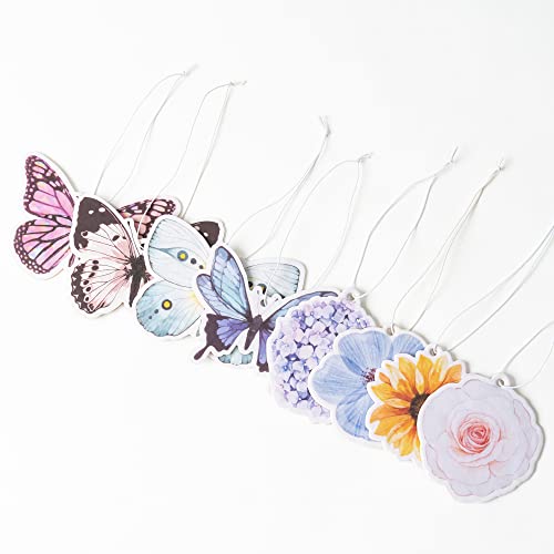ANGOLIO 8Pcs Butterfly Flower Fairy Aesthetic Car Air Fresheners Incense Chips Scented Ornament Car Rearview Mirror 8 Styles And 6 Scents Hanging Ornament Vent Decor Aromatic For Fall Party