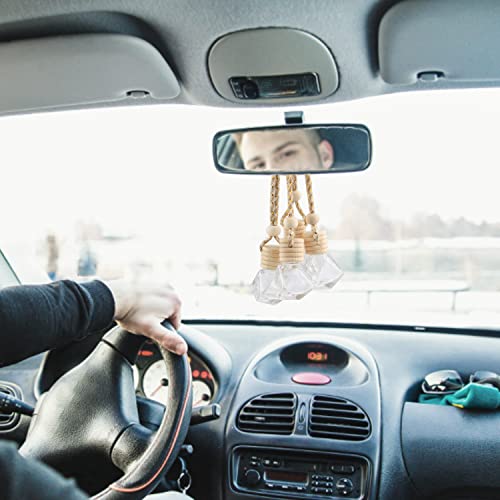 DMuuuDM 20 Pcs 8ml Hanging Car Air Freshener Diffuser,Empty Refillable Clear Glass Essential Diffuser Oil Aromatherapy Fragrance Perfume Pendant Vials with Wooden Caps & Hanging String