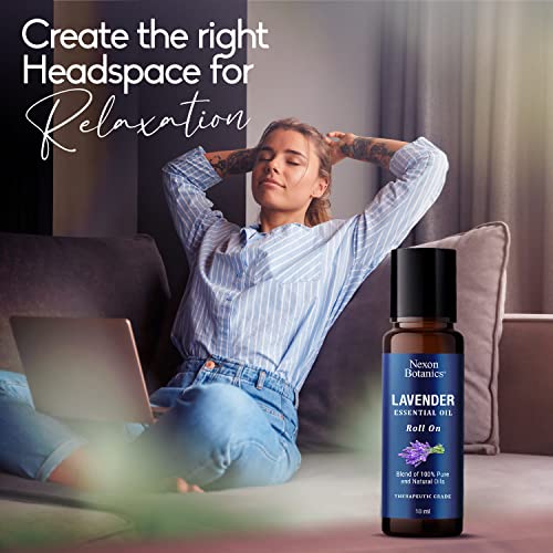 Lavender Essential Oil Roll-On Blend - Calming Lavender Oil Essential Oil Roll-On - Calmness & Relaxation - Lavender Oil for Skin Roll-On - 100% Pure, Natural, Prediluted - Nexon Botanics 10ml