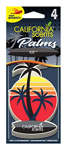 California Scents Car Air Freshener, Hanging Palms Odor Eliminator for Cars, Trucks, Ice, 24 Pack