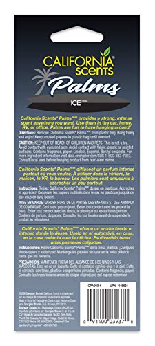 California Scents Car Air Freshener, Hanging Palms Odor Eliminator for Cars, Trucks, Ice, 24 Pack