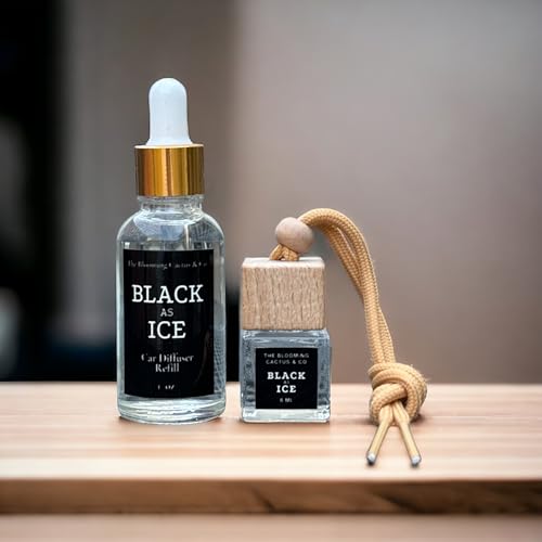 The Blooming Cactus & Co. - Car Diffuser with Refill included | Car scented on the go | Car Air Freshener Hanging | Long Lasting Fragrance | Phthalate Free Fragrance. (Black Ice (Type))