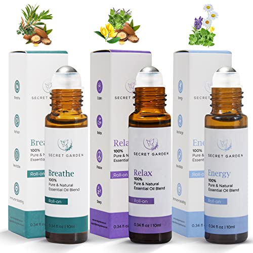 Essential Oil Roll On (3x10ml) - Premium Essential Oil Blends for Aromatherapy, Massage, Skincare, Relax – Roll On Essential Oils by Secret Garden