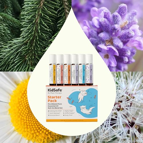 Plant Therapy Essential Oils KidSafe Starter Set for Focus, Calming, Sleep, Immune Support 100% Pure, 6 Pre-Diluted Roll-Ons, Natural Aromatherapy, Therapeutic Grade 10 mL (1/3 oz)