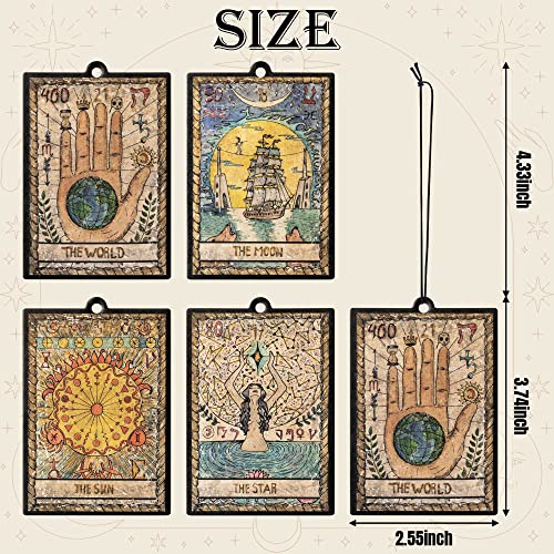 L1rabe 4Pcs Vintage Tarot Car Air Fresheners, The Star World Sun Moon Hanging Air Freshener Fragrance Scented Cards Old Style Tarot Theme Car Aromatherapy Tablets for Car Bedroom Wardrobe Shoe Cabinet