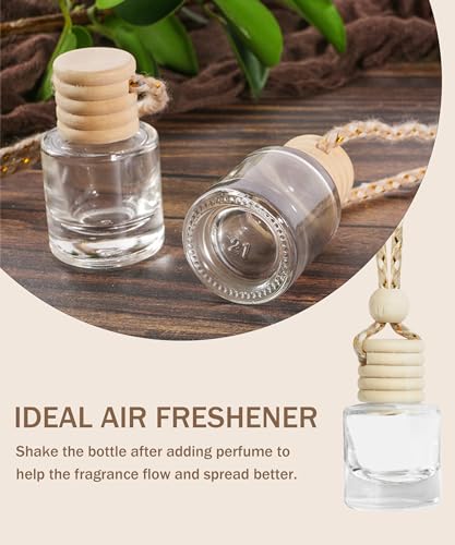 bylikeho Car Air Freshener Diffuser,Car Air Freshener Hanging Bottle, Empty Glass Diffuser Bottles,Car Accessories Decor Air Freshener Diffuser Bottle Pendant (5Pcs)