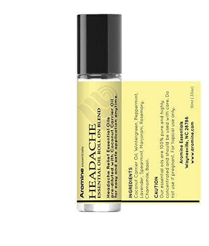 Headache Relief Essential Oil Roll On, Pre-Diluted 10ml (Pack of 2)