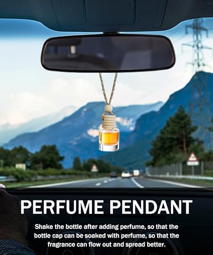 bylikeho Car Air Freshener Diffuser,Car Air Freshener Hanging Bottle, Empty Glass Diffuser Bottles,Car Accessories Decor Air Freshener Diffuser Bottle Pendant (5Pcs)