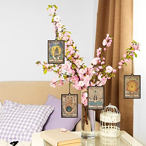 L1rabe 4Pcs Vintage Tarot Car Air Fresheners, The Star World Sun Moon Hanging Air Freshener Fragrance Scented Cards Old Style Tarot Theme Car Aromatherapy Tablets for Car Bedroom Wardrobe Shoe Cabinet