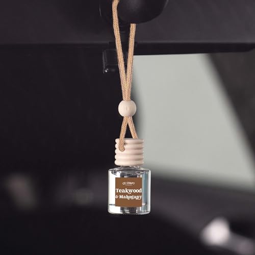 CE CRAFT Teakwood + Mahogany Air Freshener Bottle - Reusable Car Air Deodorizer Diffuser for Essential Oils & Scents, Lasts 30-90+ Days