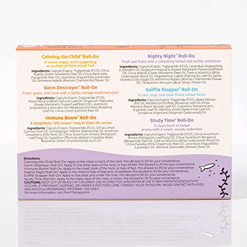 Plant Therapy Essential Oils KidSafe Starter Set for Focus, Calming, Sleep, Immune Support 100% Pure, 6 Pre-Diluted Roll-Ons, Natural Aromatherapy, Therapeutic Grade 10 mL (1/3 oz)