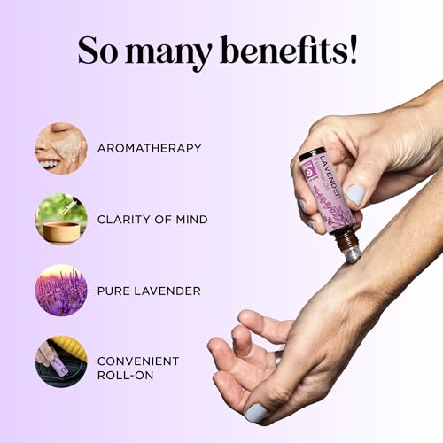 Lavender Essential Oil Roll On - Calming Aromatherapy Oil Roller for Sleep Headaches and Relaxation - Natural Pre-Diluted Sleep Oil for Nighttime Relaxation with Lavender Essential Oil for Skin 3-Pack