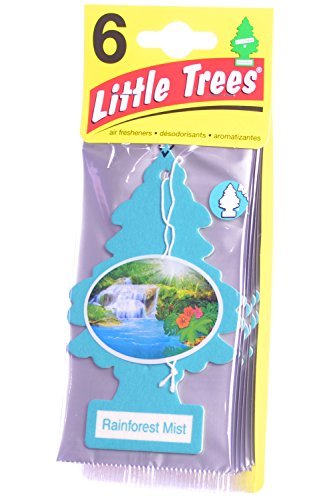 Little Trees Cardboard Hanging Car, Home & Office Air Freshener, Rainforest Mist (Pack of 6)