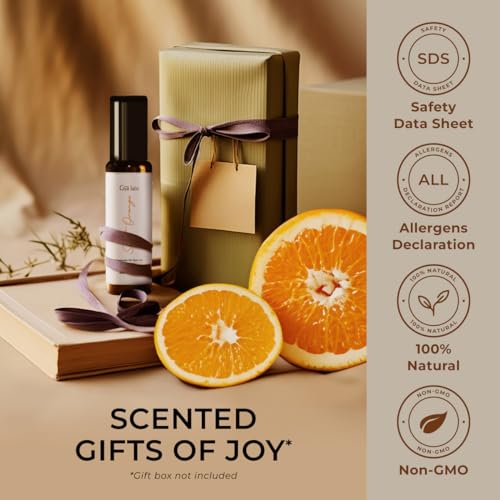 Gya Labs Sweet Orange Essential Oil Roll On - Perfect Gifts for Women & Men's Aromatherapy - Made with 100% Pure Orange Oil for Skin, Stress & Tiredness (0.34 Fl Oz)