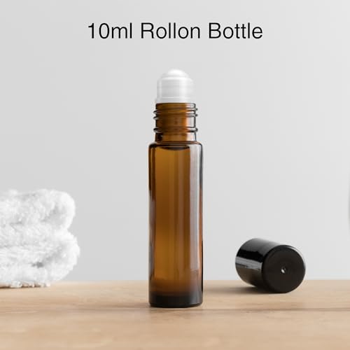 Nylea 8 Pack Essential Oil Roller Bottles (0.33oz / 10ml) - Plastic Roller Ball, Amber Glass Roll-Ons for Fragrance Oils - Aromatherapy, Relaxation, Self-Care, Natural Scents, Perfume Mixing