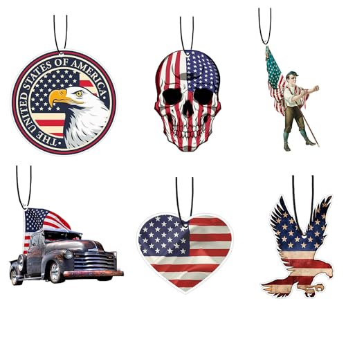 RONIAVL American Flag Air Freshener Hanging Rearview Mirror for Supplies Car Interior Accessories Household Air Freshener 6Pack Black Ice