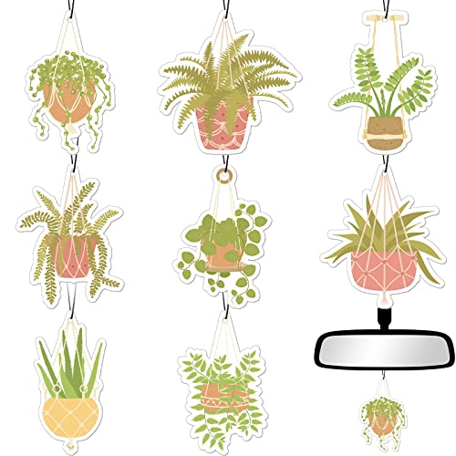 8 Pack Car Hanging Plants Air Freshener for Women Girls Long Lasting Funny Plant Car Accessories Little Scented Hanging Air Fresheners for Car Mirror