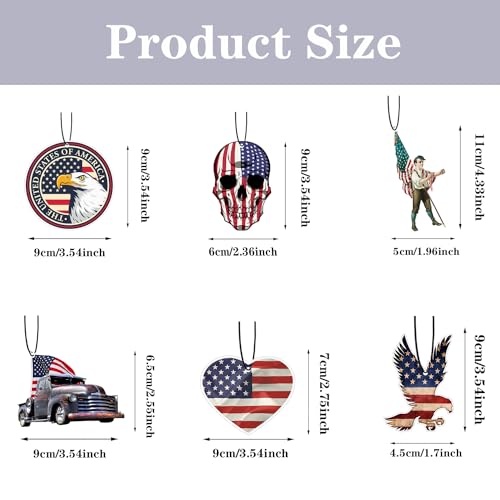 RONIAVL American Flag Air Freshener Hanging Rearview Mirror for Supplies Car Interior Accessories Household Air Freshener 6Pack Black Ice