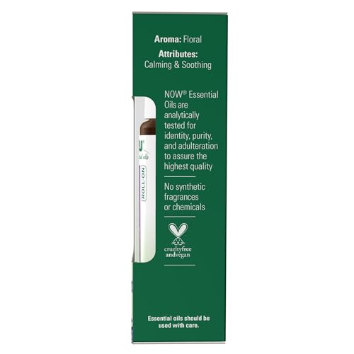 NOW Essential Oils, Lavender Roll-On, Certified Organic, Calming Blend, Steam Distilled, Topical Aromatherapy, 10-mL