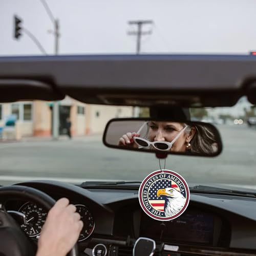 RONIAVL American Flag Air Freshener Hanging Rearview Mirror for Supplies Car Interior Accessories Household Air Freshener 6Pack Black Ice