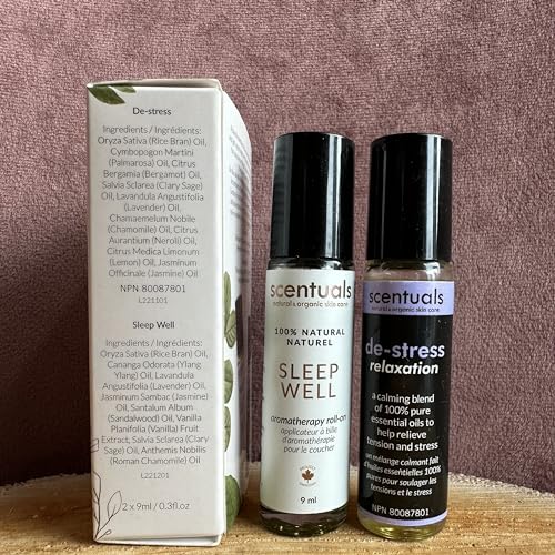 Essential Oil Blend Roll On Set of 2, 100% Pure Natural, Helps to Induce Relaxation and Calmness, Aromatherapy for Busy Men & Women. 9 ml x 2 | 0.3 oz x 2