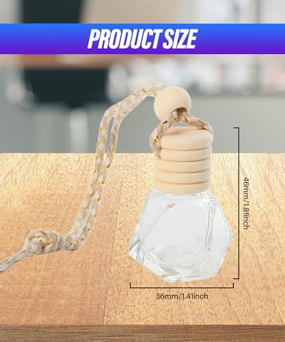 ESEWALAS 5PCS Car Air Freshener,Car Essential Oil Diffuser,Car Accessories Empty Refillable Clear Glass Essential Diffuser Car Oil Diffuser,Hanging Perfume Pendant,Auto Decor Accessories for Man Women