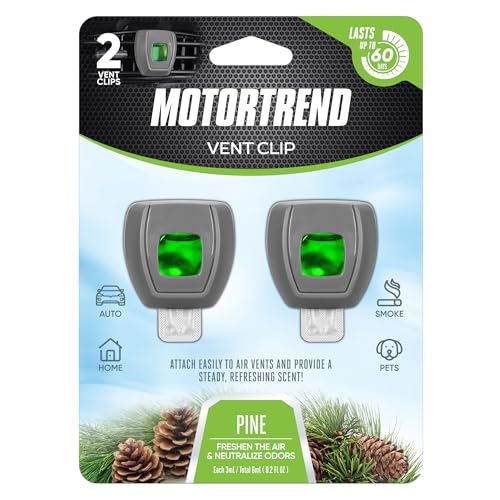 Motor Trend Vent Clip Air Freshener - Long Lasting Fresh Scents for Cars, Trucks, and SUVs - Pine Scent