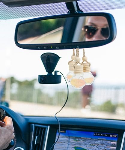 ESEWALAS 5PCS Car Air Freshener,Car Essential Oil Diffuser,Car Accessories Empty Refillable Clear Glass Essential Diffuser Car Oil Diffuser,Hanging Perfume Pendant,Auto Decor Accessories for Man Women